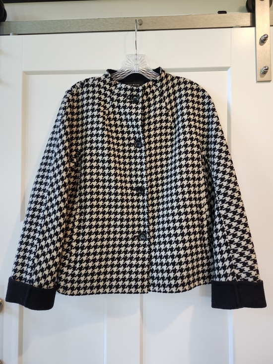 Talbots Jackets & Blazers - Talbots Black and White Houndstooth Collarless Blazer